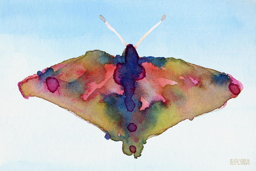 Butterfly Pink Yellow Blue Watercolor Art Print Painting by Beverly Brown