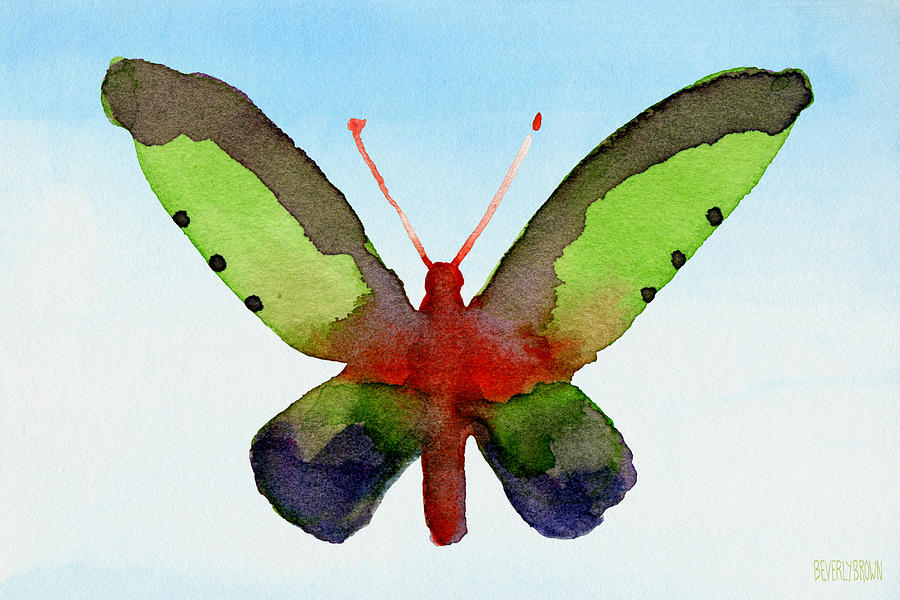 Butterfly Painting - Butterfly Purple and Green Watercolor Art Print by Beverly Brown