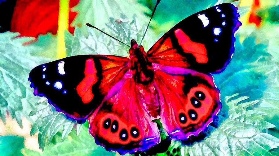 Red Painting - Butterfly Red White and Blue by Catherine Lott