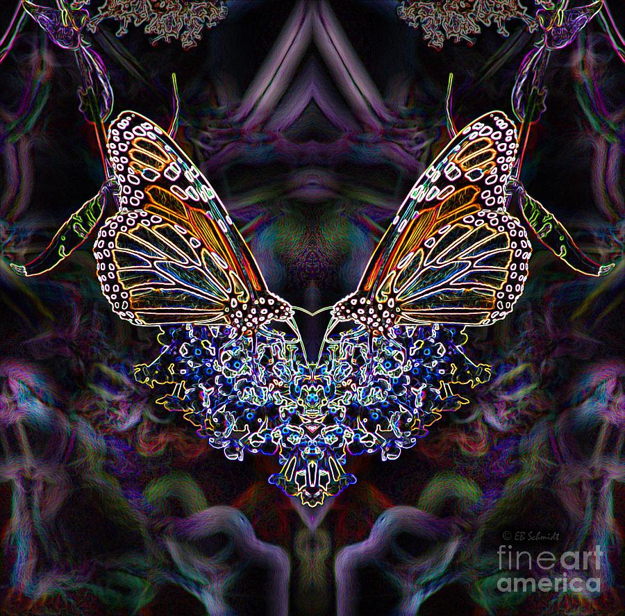 Butterfly Digital Art - Butterfly Reflections 01 - Monarch by E B Schmidt