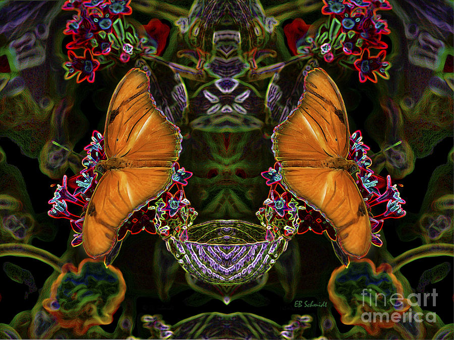 Butterfly Digital Art - Butterfly Reflections 04 - Julia Heliconian by E B Schmidt