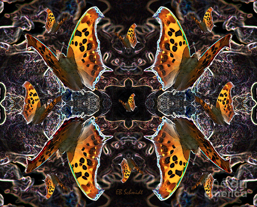 Butterfly Reflections 05 - Eastern Comma Digital Art by E B Schmidt