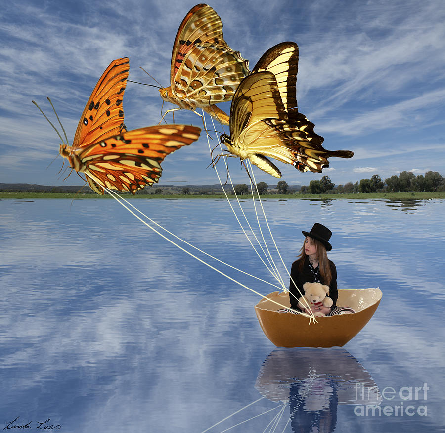 Butterfly Digital Art - Butterfly Sailing by Linda Lees