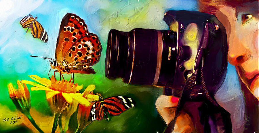 Butterfly Shooter Painting by Ted Azriel