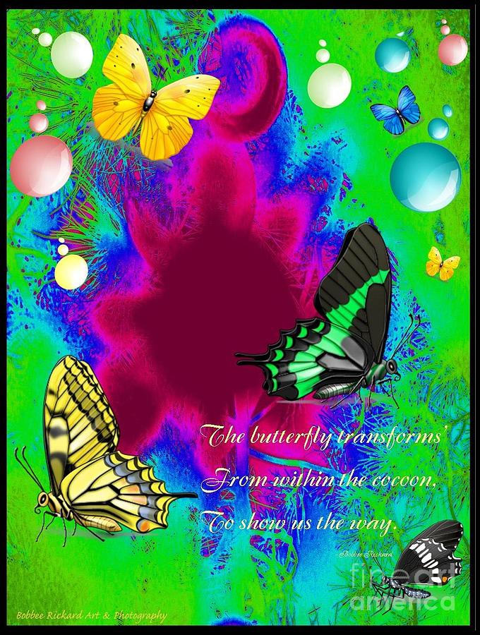 Abstract Digital Art - Butterfly Shows the Way by Bobbee Rickard