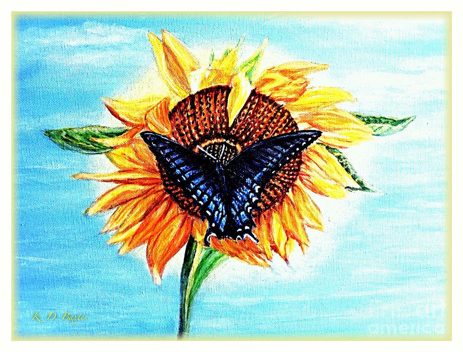 Butterfly Sunday Cropped and Enhanced with Border Painting by Kimberlee Baxter