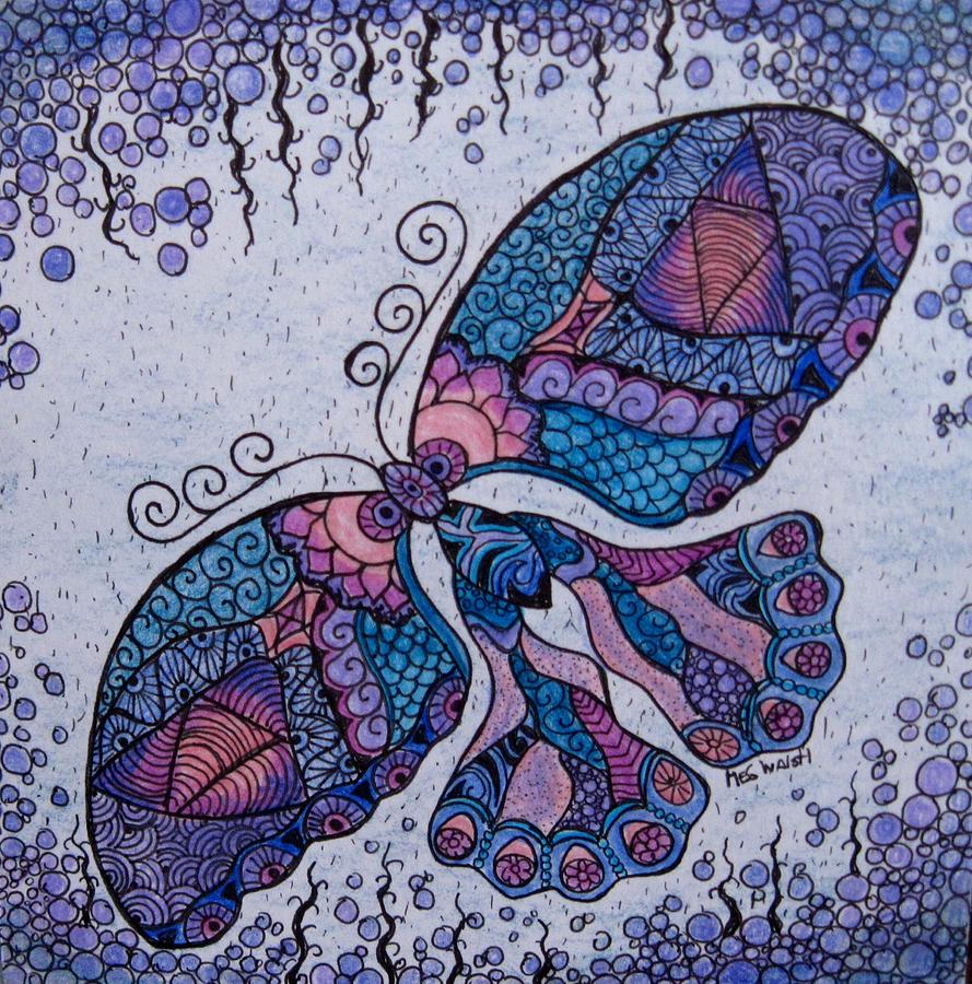 Butterfly tangle 2 Drawing by Megan Walsh
