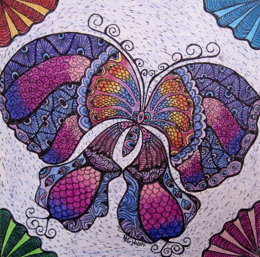 Butterfly tangle Drawing by Megan Walsh