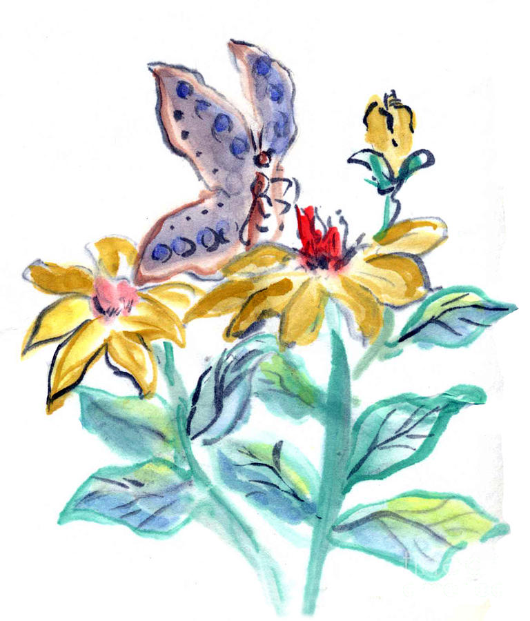 Butterfly Treat Painting by Ellen Miffitt