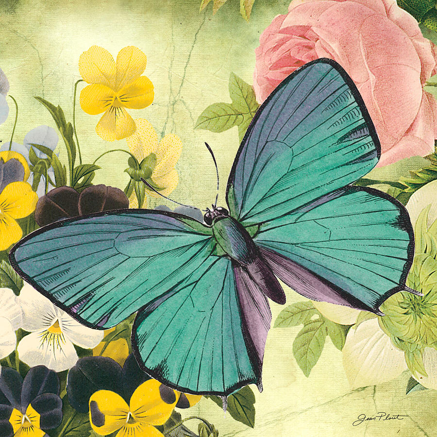 Vintage Digital Art - Butterfly Visions-C by Jean Plout
