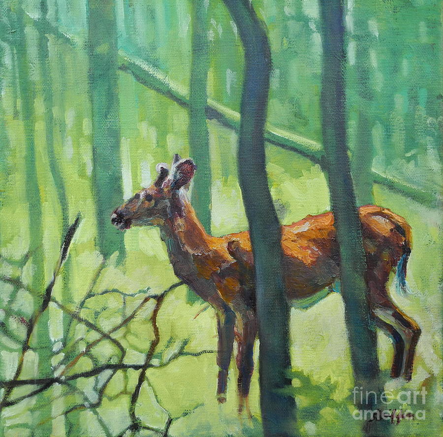 Button Buck Painting by Patricia A Griffin
