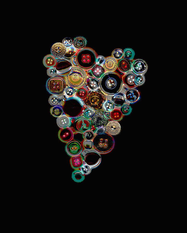 Heart Digital Art - Button Heart Two by Ann Powell