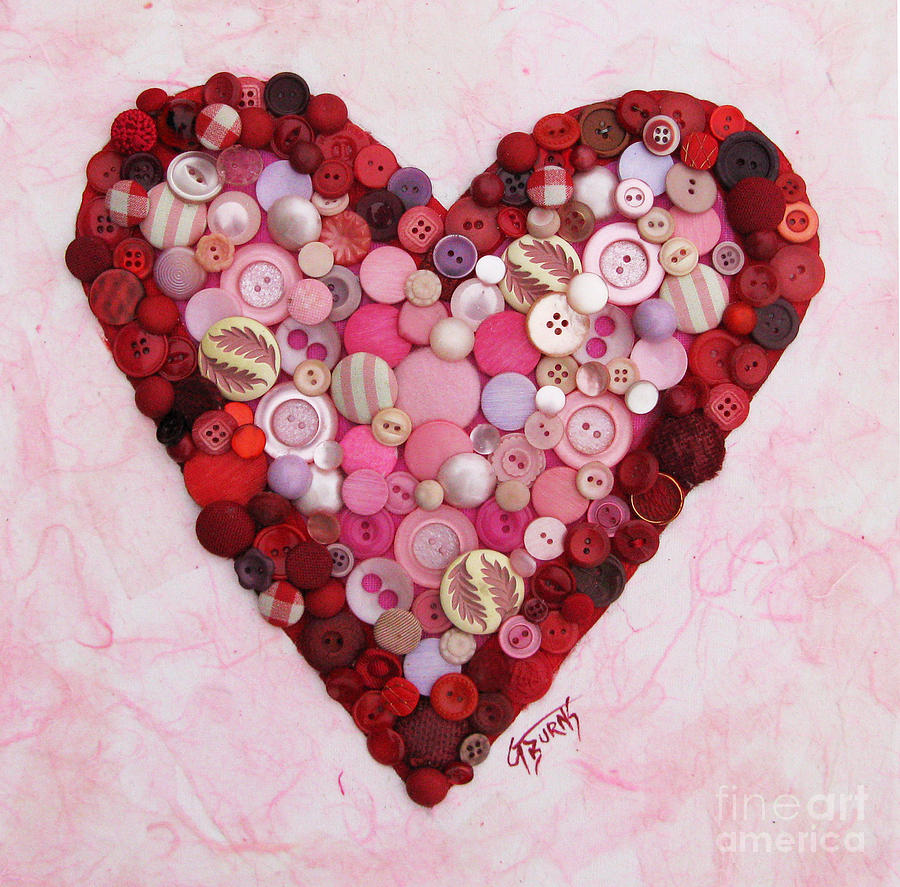 Vintage Mixed Media - Button Love by GG Burns