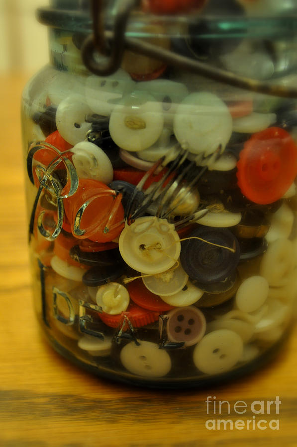 Vintage Photograph - Buttons and Ball by Anjanette Douglas