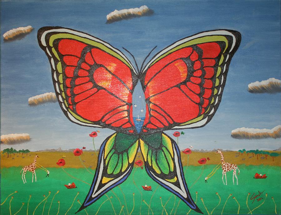 Butterfly over the land Painting by Sasch Fine Art | Fine Art America