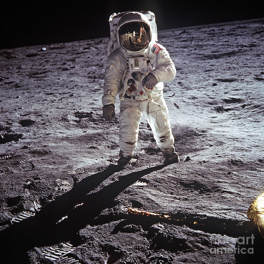 Buzz Aldrin on the moon Photograph by Rod Jones