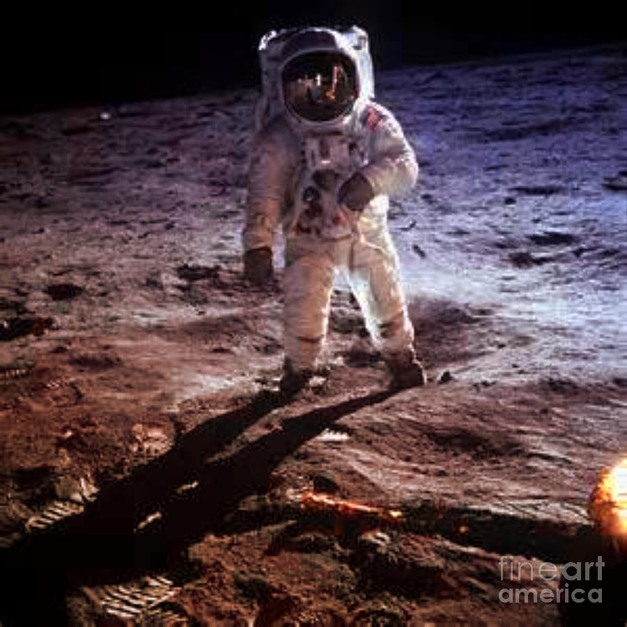 Buzz Aldrin Walks on the Moon Digital Art by Steven  Pipella