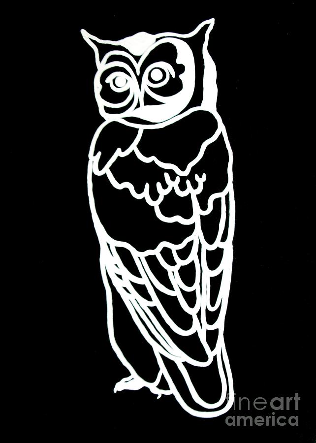 BW Owl Painting by Amy Sorrell