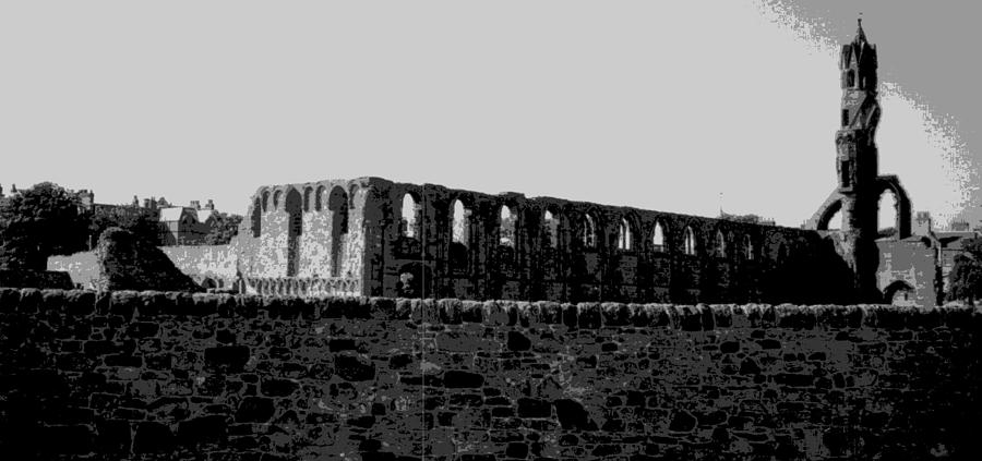 Castle Photograph - BW St Andrews Cathedral Ruins Scotland by Lisa Travis