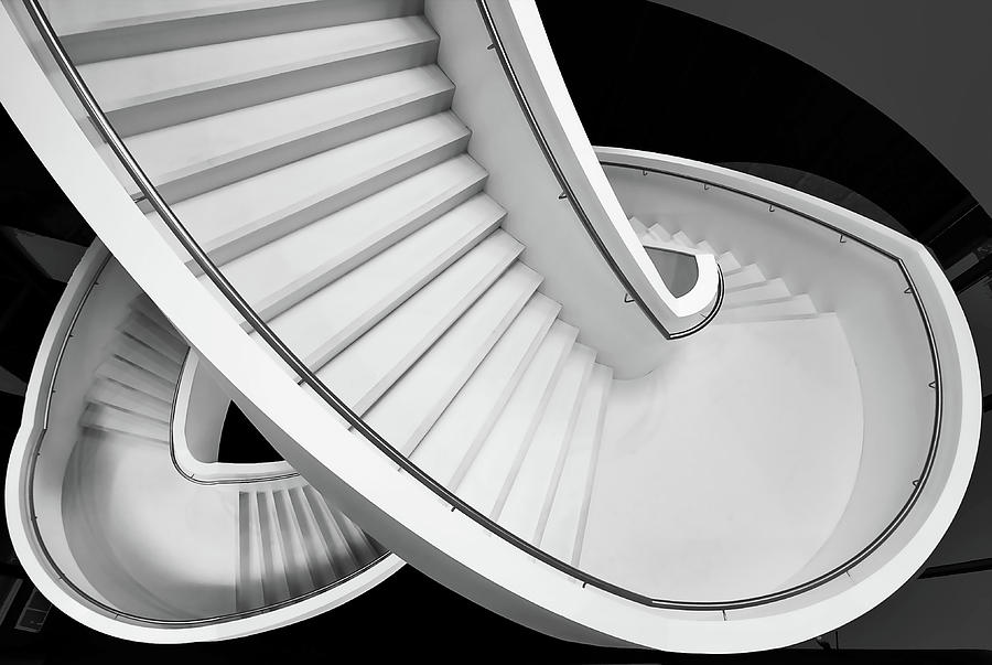 Black And White Photograph - B&w Staircase by Henk Van Maastricht