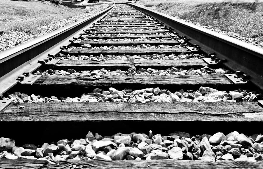 BW Train Tracks Photograph by Jonny D