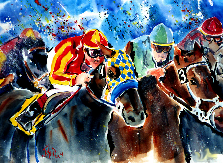 Sports Painting - By a Nose by John Dunn