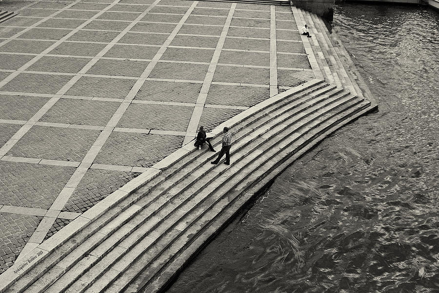 By the banks of Seine Black and White Photograph by Aleksander Rotner