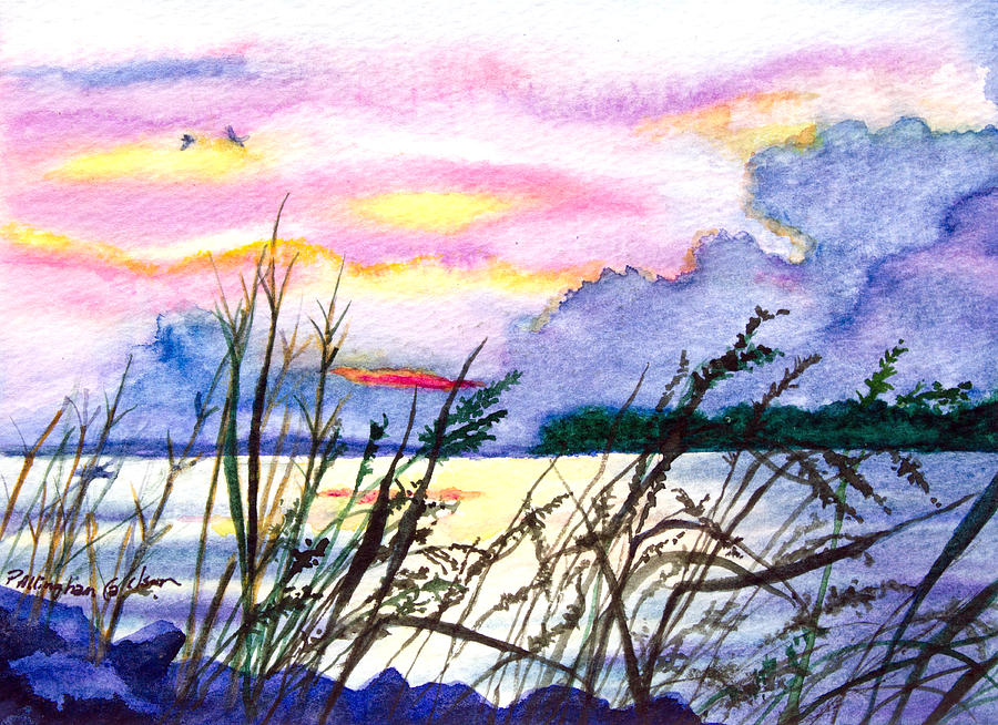 Sunset Painting - By the Bay by Patricia Allingham Carlson