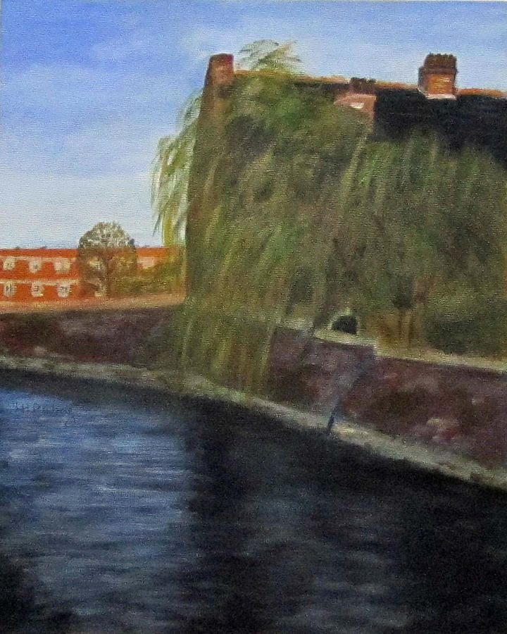 By the canal - Leuven Belgium Painting by Linda Feinberg