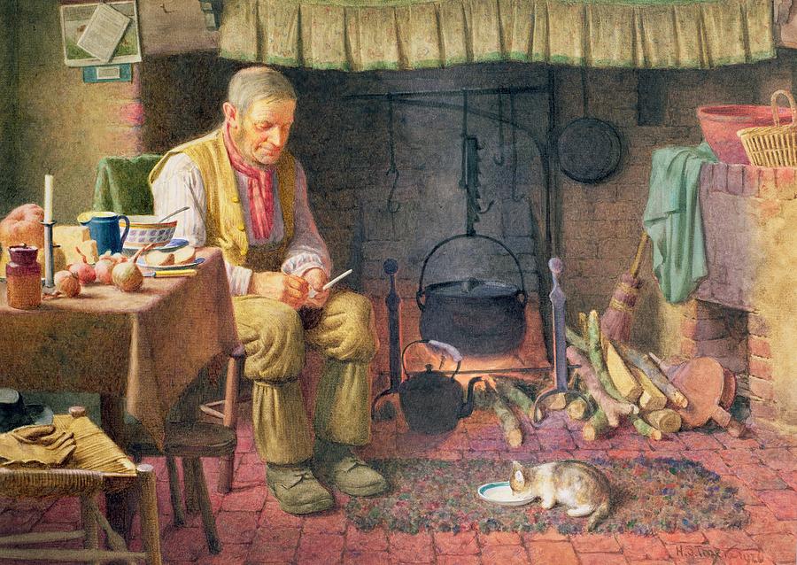 Vegetable Painting - By The Fireside by Henry Spernon Tozer