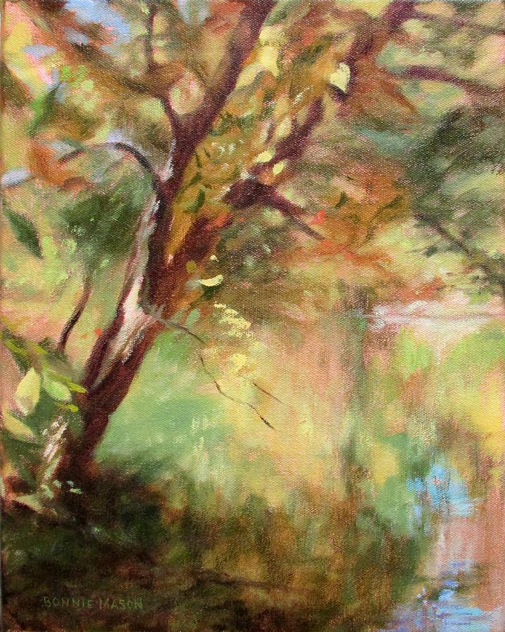 By the Greenway in Autumn- along the Roanoke River Painting by Bonnie Mason