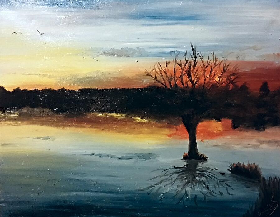 By The Lake Painting