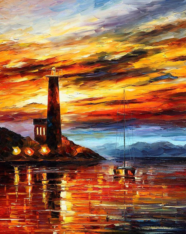 By The Lighthouse - PALETTE KNIFE Oil Painting On Canvas By Leonid ...