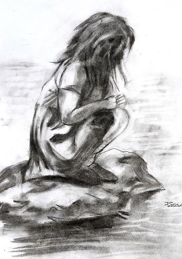 By the pond Drawing by Parag Pendharkar