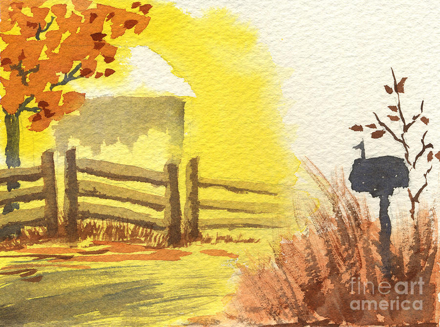 By the Roadside in Autumn Painting by Beverly Claire Kaiya