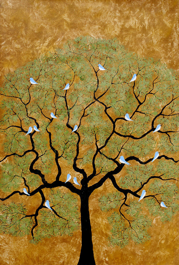 By the tree re-painted Painting by Sumit Mehndiratta