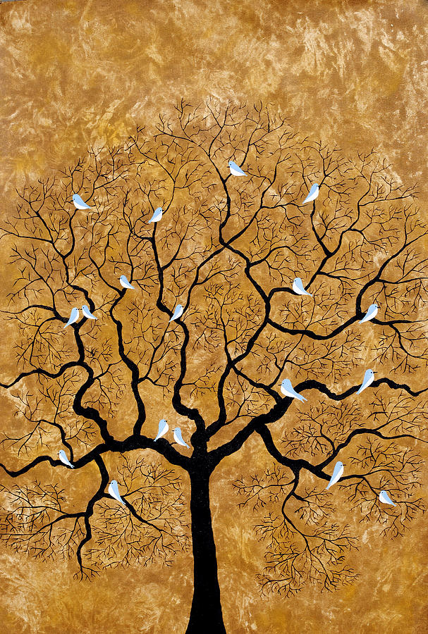 By the tree Painting by Sumit Mehndiratta