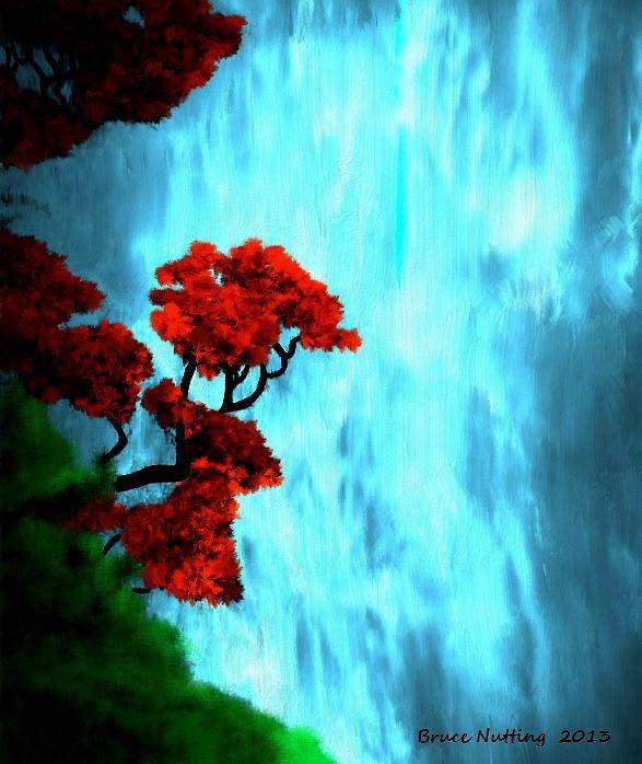 By the Waterfalls Painting by Bruce Nutting