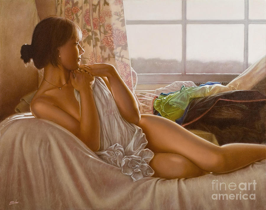 Girl Painting - By the window by John Silver