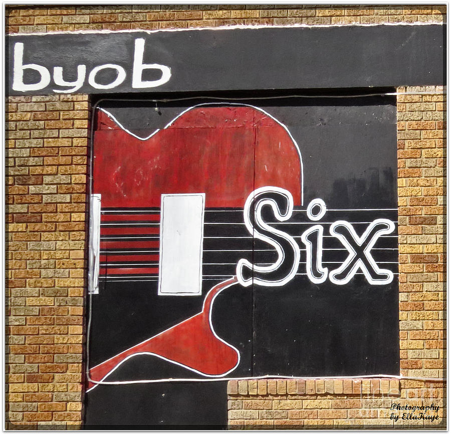 BYOB - Guitar Six Strings Bar Sign Photograph by Ella Kaye Dickey