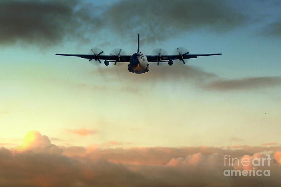 C-130E Inbound Digital Art by Airpower Art