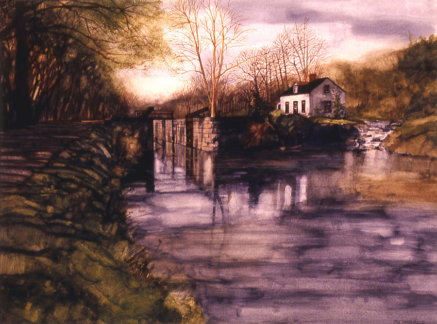 C and O Canal Painting by Tom Wooldridge