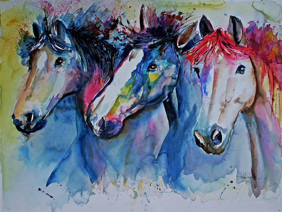 Horse Painting - Caballos by Isabel Salvador