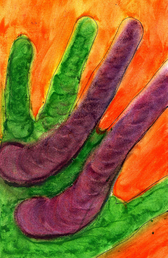 Vegetable Mixed Media - Cabbage Kale Hand by Steve Sommers
