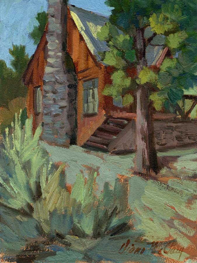 Cabin at Big Bear Lake Painting by Diane McClary