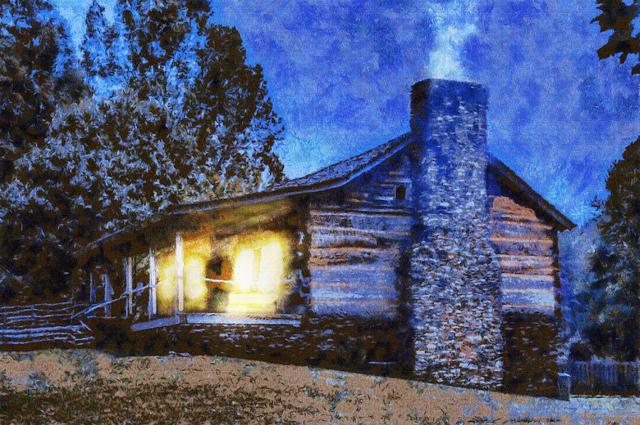 Cabin in the Mountains Painting by Barry Jones