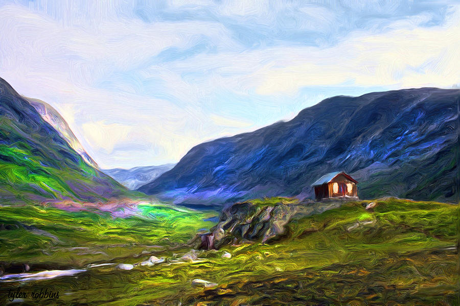 Cabin in the Valley Painting by Tyler Robbins