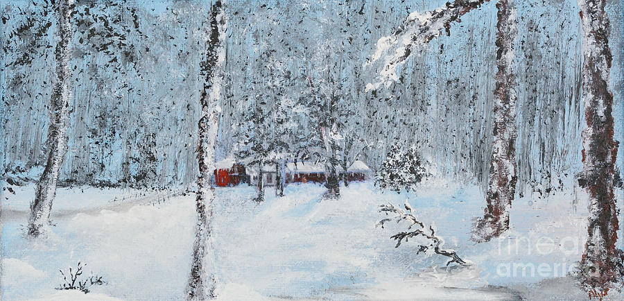 Cabin In The Woods Painting by Alys Caviness-Gober