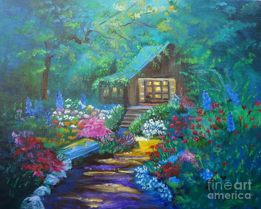 Cabin in the Woods Jenny Lee Discount Painting by Jenny Lee