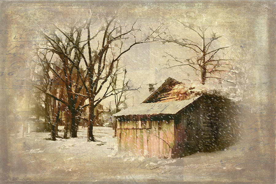 Cabin in Winter Snow Painting by Dan Carmichael